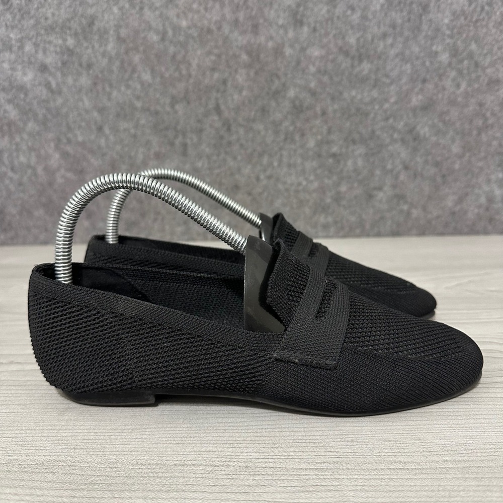 La Strada Black Knit Loafers Mocassins Women Size 38 Leopard Insole Flats
